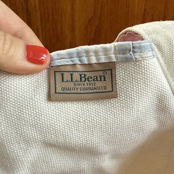 Llbean vintage pink plaid large boat and tote purse bag 100% cotton canvas vtg - Picture 5 of 10